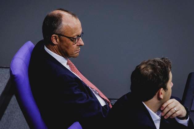 L R Friedrich Merz CDU , Federal Chancellor, and Lars Klingbeil, Federal Minister of Finance, recorded during the general debate on the 2025 budget in the German Bundestag in Berlin, 09 07 2025 Berlin Germany Copyright: xFlorianxGaertnerx