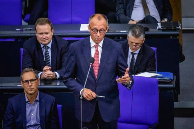 Friedrich Merz CDU , Federal Chancellor, recorded during a government survey in Berlin, 09 07 2025 Berlin Germany Copyright: xJulianexSonntagx