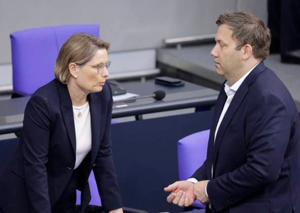 Dr Stefanie Hubig, Federal Minister of Justice and Consumer Protection , Federal Minister of Finance Lars Klingbeil SPD , Germany, Berlin, Reichstag, 9 July 2025 17 Session General Debate