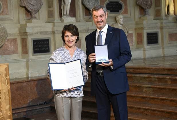 Janina Hartwig, Markus Söder Bavarian Order of Merit in the Antiquarium of the Residence in Munich on July 9, 2025