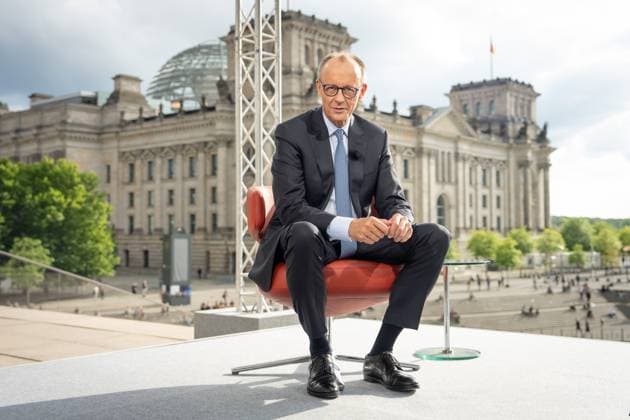 ARD Hauptstadtstudio, summer interview, Federal Chancellor Friedrich Merz ARD, Hauptstadtstudio, Berlin, summer interview, terrace Marie Elisabeth Lüders Haus, report from Berlin, Federal Chancellor Friedrich Merz Berlin Berlin GER