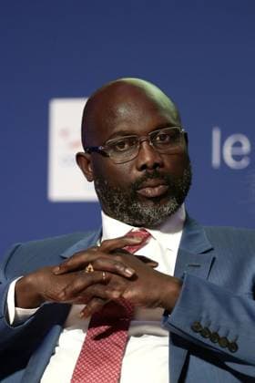 Liberian President George Weah attends a conference-debate at the CNAM Centre National des Arts et Métiers on the theme of training and education in Paris on February 20, 2018 Following the conference, the President of Liberia visited the Musée des Arts et Métiers Then, officials sig  Copyright: xStephanexLemoutonx xBestimagexStephanexLemoutonx xBestimagex