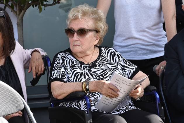 Inauguration de la rue Jacques et Bernadette Chirac, par la femme de lancien président de la République, Bernadette Chirac en fauteuil roulant et sa fille Claude, à Brive la Gaillarde Le 8 juin 2018 Former French First Lady Bernadette Chirac on a wheelchair on June 8, 2018 to inaugurate the avenue Jacques and Bernadette Chirac in Brive la  Copyright: xAGENCEx xBESTIMAGExAGENCEx xBESTIMAGEx