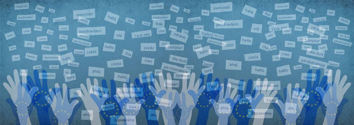 European Languages, Welcome in various in Europe spoken Languages, Concept the multilingual Company and Communities, Multilingualism in the EU 1133601913
