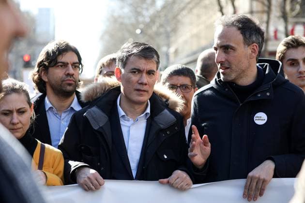 Olivier Faure, secretary general of the Socialist Party and Raphaël Glucksmann, candidate in the European elections, at the head of a list to bring the left together Political personalities at the La Marche du Siècle event in Paris March 16, 2019 Stéphane Lemouton Bestimage March of The Century to demand answers to climate change in Paris On March  Copyright: xStephanexLemoutonx xBestimagexStephanexLemoutonx xBestimagex