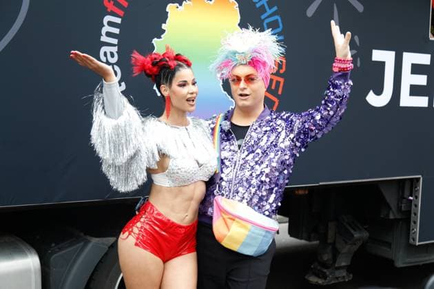 47 Christopher Street Day Parade 2025 Berlin, 26 7 2025 Micaela Schäfer and Julian F M Stöckel at the 47 Christopher Street Day Parade 2025 in Berlin Berlin Copyright: xMatthiasxGränzdörferx