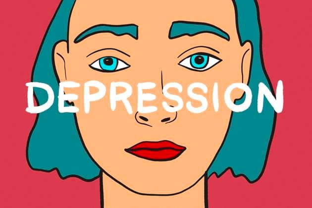 Artistic illustration highlighting mental health, featuring the word depression across a face. This image symbolizes the importance of mental health awareness and support. Model Released HodeiUnzueta_ID30082_1015697_001 Copyright: xHodeixUnzuetax RECORD DATE NOT STATED
