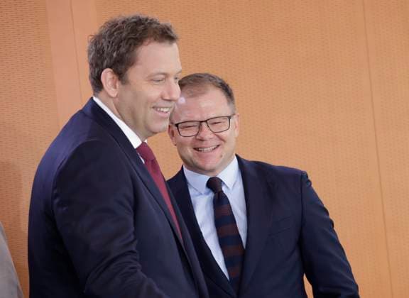 Lars Klingbeil, Federal Minister of Finance , Carsten Schneider, Federal Minister for the Environment, Climate Protection, Nature Conservation and Nuclear Safety, Germany, Berlin, Federal Chancellery, At its 12th meeting on July 30, 2025, the Federal Cabinet will discuss, among other things, the draft bill on the adop