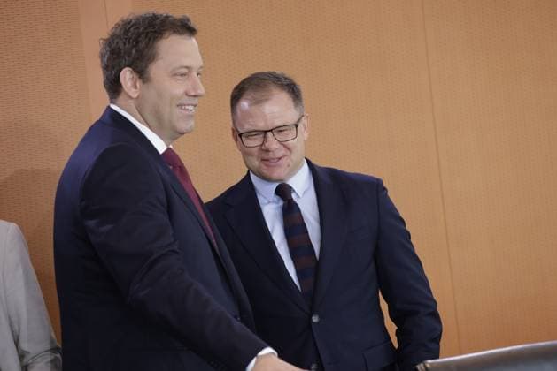 Lars Klingbeil, Federal Minister of Finance , Carsten Schneider, Federal Minister for the Environment, Climate Protection, Nature Conservation and Nuclear Safety, Germany, Berlin, Federal Chancellery, At its 12th meeting on July 30, 2025, the Federal Cabinet will discuss, among other things, the draft bill on the adop