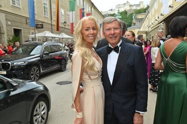 Hans Peter Wild, owner of Mönchstein Castle, Hotel Goldener Hirsch, Caprisonne, major festival sponsor, partner Christine Drage, Maria Stuarda, premiere, Salzburg Festival, 2025, Salzburg, Manfred Siebinger
