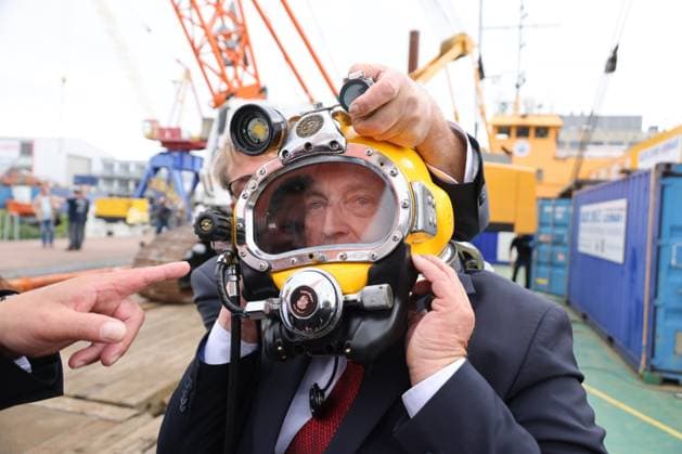Ammunition diver and salvage Baltic Sea with BmUKN 06 08 2025, Germany, Rostock,