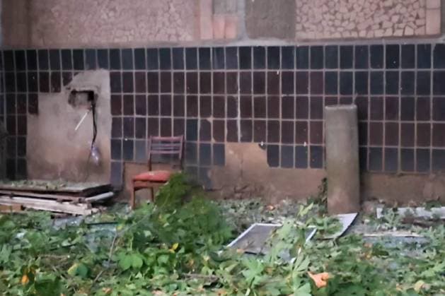 RUSSIA, DONETSK PEOPLE S REPUBLIC - AUGUST 21, 2025: A view of an apartment building in the city of Yenakiyevo damaged in a Ukrainian drone strike. Video grab. Best quality available. Galina Zvereva TASS  83298078