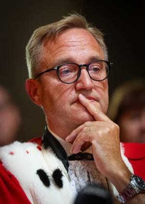 Chairman of the court Philippe Morandini pictured during the opening of the judicial year at the Court of Appeal of Mons ((Hof van Beroep - Cour d appel), Monday 01 September 2025. Established in 1975, the Court of Appeal of Mons is celebrating its 50th anniversary this year.  VIRGINIExLEFOUR 133047920