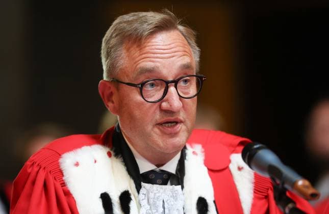 Chairman of the court Philippe Morandini pictured during the opening of the judicial year at the Court of Appeal of Mons ((Hof van Beroep - Cour d appel), Monday 01 September 2025. Established in 1975, the Court of Appeal of Mons is celebrating its 50th anniversary this year.  VIRGINIExLEFOUR 133047955