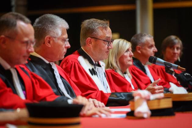 Chairman of the court Philippe Morandini pictured during the opening of the judicial year at the Court of Appeal of Mons ((Hof van Beroep - Cour d appel), Monday 01 September 2025. Established in 1975, the Court of Appeal of Mons is celebrating its 50th anniversary this year.  VIRGINIExLEFOUR 133048236
