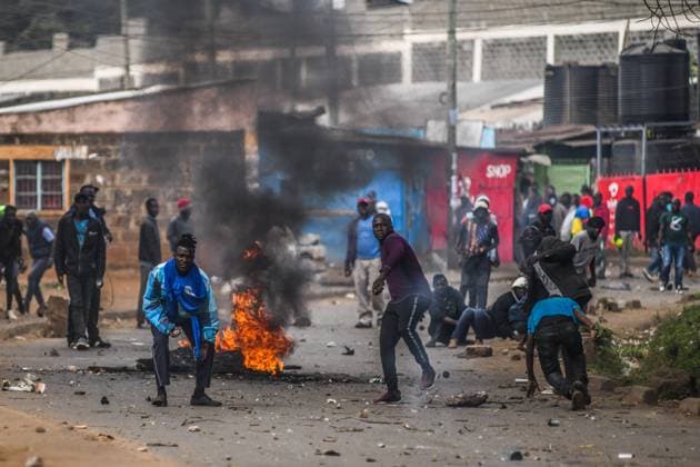 Demonstration against high cost of living in Kenyan capital Nairobi NAIROBI, KENYA - JULY 19: People take part in a demonstration held against the rising cost of living, in Nairobi, Kenya on July 19, 2023. Police used tear gas against the demonstrators. Nayrobi Kenya. Editorial use only. Please get in touch for any other usage. Copyright: x2025xAnadoluxGeraldxAndersonx