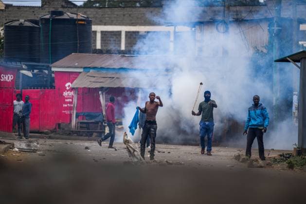 Demonstration against high cost of living in Kenyan capital Nairobi NAIROBI, KENYA - JULY 19: People take part in a demonstration held against the rising cost of living, in Nairobi, Kenya on July 19, 2023. Police used tear gas against the demonstrators. Nayrobi Kenya. Editorial use only. Please get in touch for any other usage. Copyright: x2025xAnadoluxGeraldxAndersonx