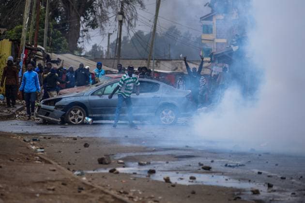 Demonstration against high cost of living in Kenyan capital Nairobi NAIROBI, KENYA - JULY 19: People take part in a demonstration held against the rising cost of living, in Nairobi, Kenya on July 19, 2023. Police used tear gas against the demonstrators. Nayrobi Kenya. Editorial use only. Please get in touch for any other usage. Copyright: x2025xAnadoluxGeraldxAndersonx