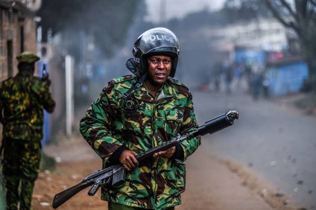 Demonstration against high cost of living in Kenyan capital Nairobi NAIROBI, KENYA - JULY 19: A Kenyan police is seen as they intervene people, take part in a demonstration held against the rising the cost of living, with tear gas in Nairobi, Kenya on July 19, 2023. Nayrobi Kenya. Editorial use only. Please get in touch for any other usage. Copyright: x2025xAnadoluxGeraldxAndersonx