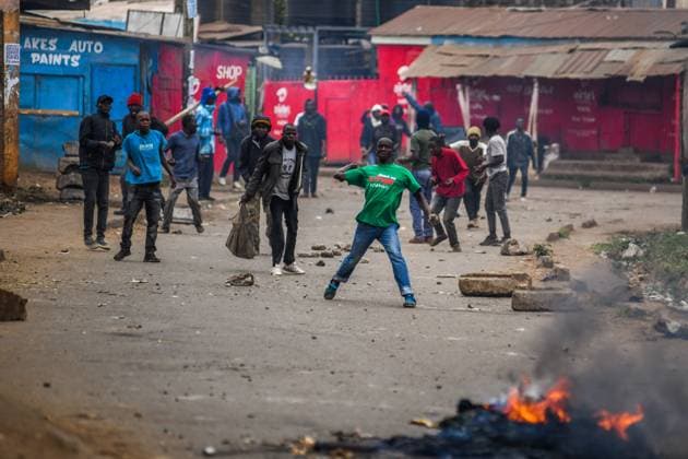 Demonstration against high cost of living in Kenyan capital Nairobi NAIROBI, KENYA - JULY 19: People take part in a demonstration held against the rising cost of living, in Nairobi, Kenya on July 19, 2023. Police used tear gas against the demonstrators. Nayrobi Kenya. Editorial use only. Please get in touch for any other usage. Copyright: x2025xAnadoluxGeraldxAndersonx