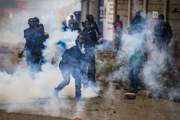 Demonstration against high cost of living in Kenyan capital Nairobi NAIROBI, KENYA - JULY 19: People take part in a demonstration held against the rising cost of living, in Nairobi, Kenya on July 19, 2023. Police used tear gas against the demonstrators. Nayrobi Kenya. Editorial use only. Please get in touch for any other usage. Copyright: x2025xAnadoluxGeraldxAndersonx