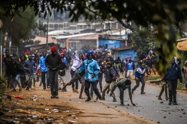 Demonstration against high cost of living in Kenyan capital Nairobi NAIROBI, KENYA - JULY 19: People take part in a demonstration held against the rising cost of living, in Nairobi, Kenya on July 19, 2023. Police used tear gas against the demonstrators. Nayrobi Kenya. Editorial use only. Please get in touch for any other usage. Copyright: x2025xAnadoluxGeraldxAndersonx