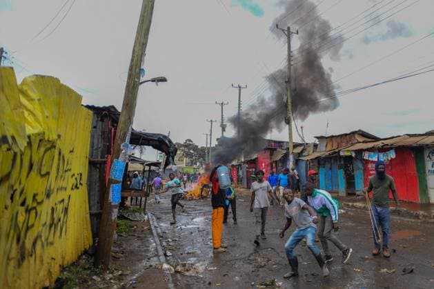 Demonstration against high cost of living in Kenyan capital Nairobi NAIROBI, KENYA - JULY 19: People take part in a demonstration held against the rising cost of living, in Nairobi, Kenya on July 19, 2023. Police used tear gas against the demonstrators. Nayrobi Kenya. Editorial use only. Please get in touch for any other usage. Copyright: x2025xAnadoluxGeraldxAndersonx