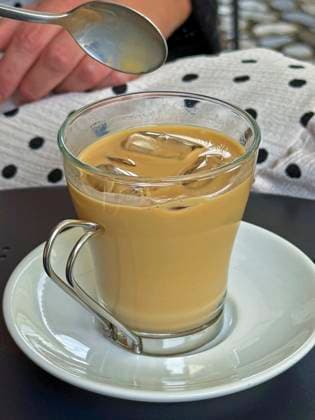 03 09 2025, Radovljica, Slovenia, Radmannsdorf is a small town in the Gorenjska region near the town of Bled A café serves iced espresso Iced Coffee 03 09 2025, Bled 03 09 2025, Bled