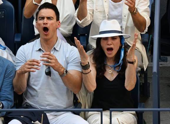 FLUSHING NY- SEPTEMBER 05: Julianna Margulies is seen watching Carlos Alcaraz Vs Novak Djokovic during the Semifinals On Arthur Ashe Stadium at the USTA Billie Jean King National Tennis Center on September 5, 2025 in Flushing Queens. Copyright: xmpi04x
