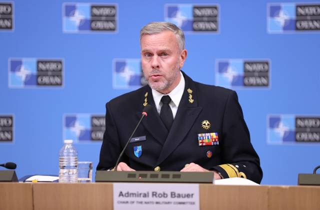 NATO Military Committee in Chiefs of Defence Session in Brussels BRUSSELS, BELGIUM - MAY 10: Chair of the NATO Military Committee Rob Bauer holds a joint press conference within Military Committee in Chiefs of Defence Session at NATO Headquarters, in Brussels, Belgium on May 10, 2023. Brussels Hoofdstedelijk Gewest Belçika. Editorial use only. Please get in touch for any other usage.  Copyright: x2025xAnadoluxDursunxAydemirx