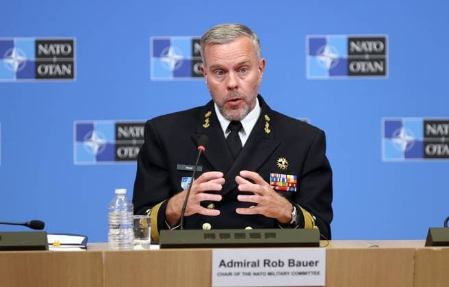 NATO Military Committee in Chiefs of Defence Session in Brussels BRUSSELS, BELGIUM - MAY 10: Chair of the NATO Military Committee Rob Bauer holds a joint press conference within Military Committee in Chiefs of Defence Session at NATO Headquarters, in Brussels, Belgium on May 10, 2023. Brussels Hoofdstedelijk Gewest Belçika. Editorial use only. Please get in touch for any other usage.  Copyright: x2025xAnadoluxDursunxAydemirx