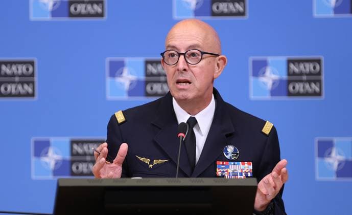 NATO Military Committee in Chiefs of Defence Session in Brussels BRUSSELS, BELGIUM - MAY 10: NATO Supreme Allied Commander for Transformation (SACT) General Philippe Lavigne holds a joint press conference within Military Committee in Chiefs of Defence Session at NATO Headquarters, in Brussels, Belgium on May 10, 2023. Brussels Hoofdstedelijk Gewest Belçika. Editorial use only. Please get in touch for any other usage.  Copyright: x2025xAnadoluxDursunxAydemirx