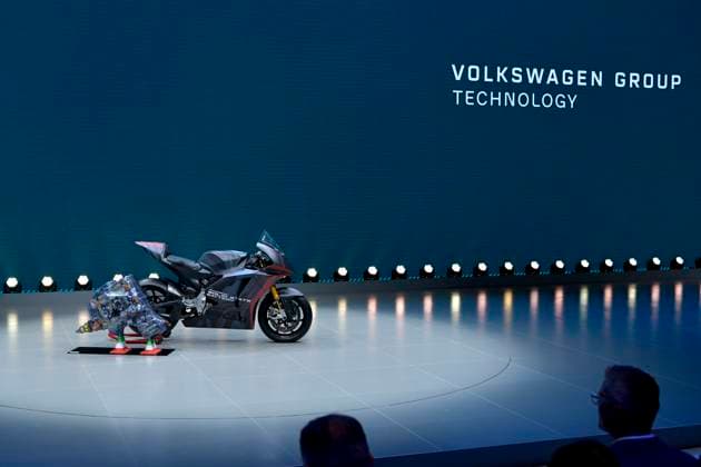 Unveiling of a solid state battery motorcycle from VW and Ducati at IAA Mobility Unveiling of a solid state battery motorcycle from VW and Ducati at IAA Mobility