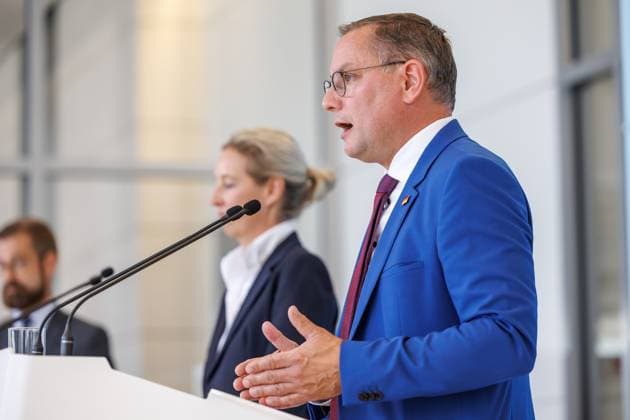 Statement AfD Tino Chrupalla AfD , at a statement of the AfD on 09 09 25 in Berlin Berlin Berlin Germany Reichstag