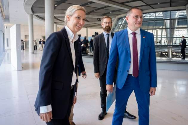 AfD, Alice Weidel, Tino Chrupalla Bundestag, Bundestag parliamentary group, AfD, press statement, chairperson, federal spokesperson, Alice Weidel, chairperson, federal spokesperson, Tino Chrupalla Berlin Berlin GER