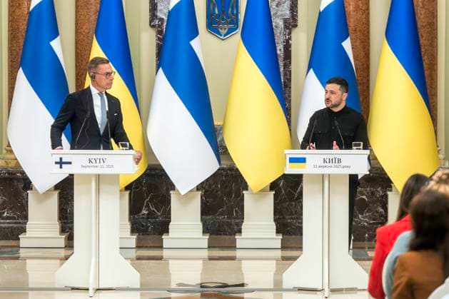 Ukrainian President Volodymyr Zelenskiy Meets With Finnish President Alexander Stubb In Kyiv Ukrainian President Volodymyr Zelenskiy and Finnish President Alexander Stubb attend a joint press conference in Kyiv, Ukraine, on September 11, 2025. Kyiv Ukraine  Copyright: xMaxymxMarusenkox originalFilename: musiienko-notitle250911_npwXM