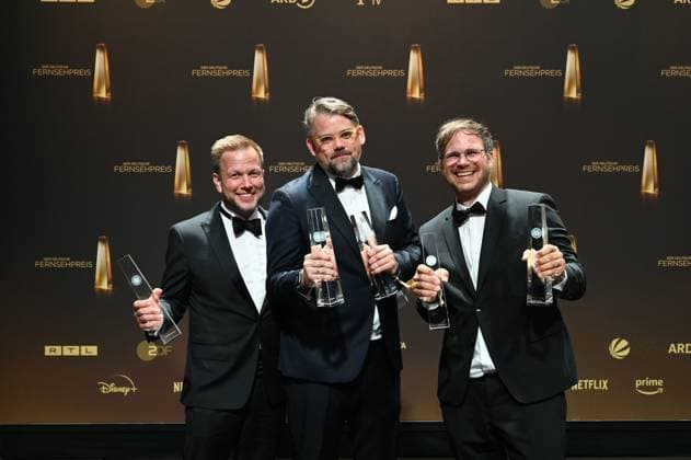 The team from Achtsam Morden wins the award for Best Comedy Series at the German Television Award 2025 gala and ceremony in Cologne