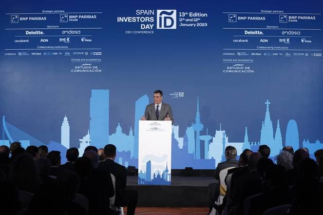 Spanish Prime Minister Pedro Sanchez MADRID, SPAIN - JANUARY 12: Spanish Prime Minister Pedro Sanchez makes the closing speech during the 13th International Finance Forum - Spain Investors Day in Madrid, Spain on January 12, 2023. Madrid Spain. Editorial use only. Please get in touch for any other usage.  Copyright: x2025xAnadoluxBurakxAkbulutx