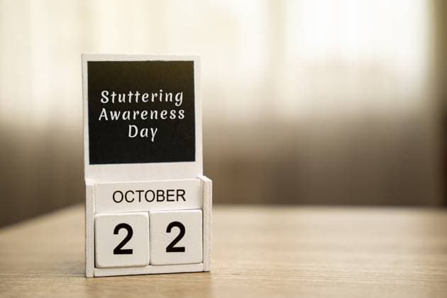 22 october - International Stuttering Awareness Day. Speech disorder. Conceptual image of a calendar with inscription 22 october - International Stuttering Awareness Day. Speech disorder. Conceptual image of a calendar with inscription, 64746558.jpg RECORD DATE NOT STATED