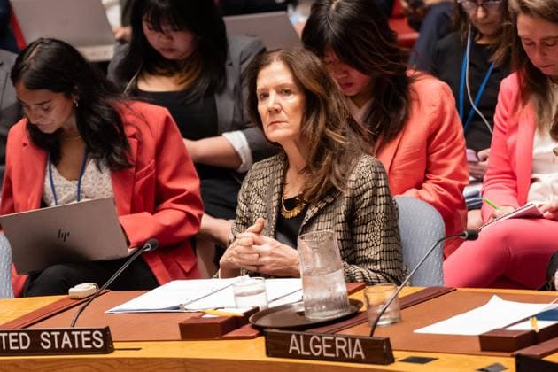 September 19, 2025, Bronx, New York, USA: Ambassador Dorothy Shea of USA attends Security Council meeting on Non-proliferation as Council voted on draft resolution to maintain the suspension of sanctions on Iran at UN headquarters in New York, NY on September 19, 2025. The resolution received 4 votes in favor, 9 against and abstentions and was not adopted. Bronx USA - ZUMAr339 20250919_znp_r339_045 Copyright: xLevxRadinx