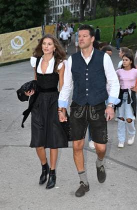 Michael Ballack with girlfriend Sophia Schneiderhan Oktoberfest Wiesn Munich September 21, 2025 Tracht, Dirndl
