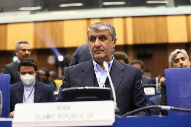 66th IAEA General Conference in Austria VIENNA, AUSTRIA - SEPTEMBER 26: Head of the Atomic Energy Agency of Iran, Mohammad Eslami speaks during 66th International Atomic Energy Agency (IAEA) General Conference on global cooperation in the nuclear field between September 26-30 at Vienna International Center on September 26, 2022 in Vienna, Austria. Burgenland Austria. Editorial use only. Please get in touch for any other usage.  Copyright: x2025xAnadoluxAÅükÄ±nxKÄ±yaÄüanx