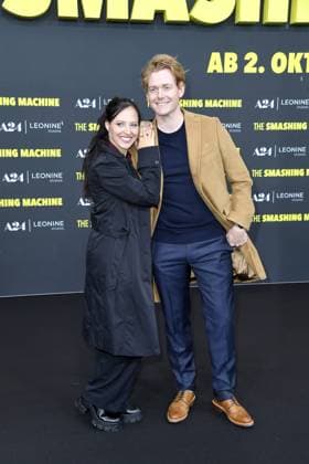 Nadja Jo Klapper and Johannes Heinrichs at the German premiere of THE SMASHING MACHINE in Berlin on 22 09 2025