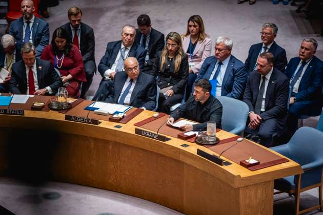Volodymyr Zelensky, President of Ukraine, speaking at the UN Security Council in New York City, 23 09 2025 Photographed on behalf of the Department of State New York City United States Copyright: xJulianexSonntag AAx