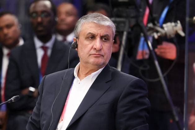 RUSSIA, MOSCOW - SEPTEMBER 25, 2025: Mohammad Eslami, vice president of Iran, head of the Atomic Energy Organization of Iran, attends the World Atomic Week 2025 international forum at the VDNKh exhibition centre. Mikhail Metzel Russian Presidential Press and Information Office TASS  84316924