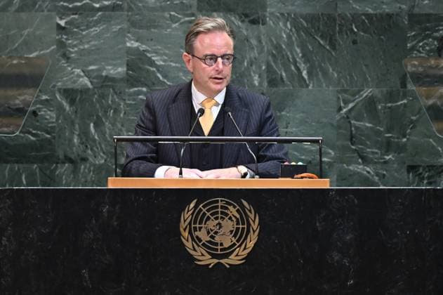 Belgian Prime Minister Bart De Wever and delivers a speech during the Assemblys General Debate during the week of the 80th session of the United Nations General Assembly (UNGA80), in New York City, United States of America, Thursday 25 September 2025.  TONYxBEHAR 135287600