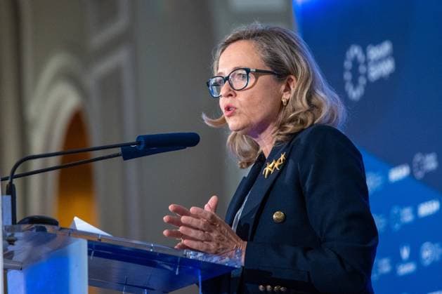 September 26, 2025, Madrid, Spain: The President of the European Investment Bank (EIB) Nadia Calvino attends a breakfast briefing hosted by the New Economy Forum at the Mandarin Oriental Ritz Hotel. Madrid Spain - ZUMAs197 20250926_aaa_s197_067 Copyright: xDavidxCanalesx