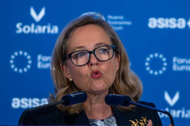 September 26, 2025, Madrid, Spain: The President of the European Investment Bank (EIB) Nadia Calvino attends a breakfast briefing hosted by the New Economy Forum at the Mandarin Oriental Ritz Hotel. Madrid Spain - ZUMAs197 20250926_aaa_s197_059 Copyright: xDavidxCanalesx