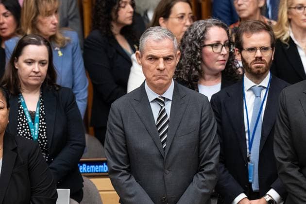 September 30, 2025, Bronx, New York, USA: Ambassador Jerome Bonnafont of France observes moment of silence commemoration ceremony at UN Headquarters in New York, NY on September 30, 2025 to mark horrific terrorist attack of October 7 by Hamas. Focus of ceremony was to honor the women who stepped forward when the world stood still. Bronx USA - ZUMAr339 20250930_znp_r339_030 Copyright: xLevxRadinx