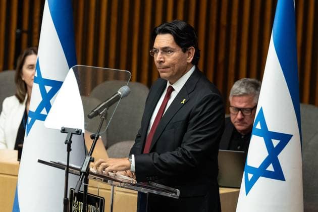 September 30, 2025, Bronx, New York, USA: Ambassador Danny Danon of Israel speaks during commemoration ceremony at UN Headquarters in New York, NY on September 30, 2025 to mark horrific terrorist attack of October 7 by Hamas. Focus of ceremony was to honor the women who stepped forward when the world stood still. Bronx USA - ZUMAr339 20250930_znp_r339_031 Copyright: xLevxRadinx